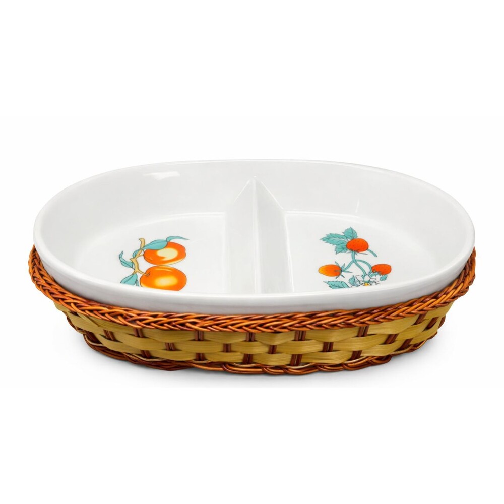 Savannah Grove Stoneware Casserole Dish With Serving Basket 1980s-1990s USA